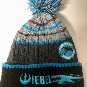 Star Wars Geretex Rebel Knitted Beanie Winter Hat Cap with Pom Blue SIZE 8-16